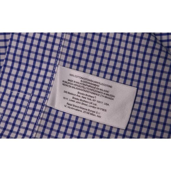 Brooks Brothers Blue/White Checkered Non-Iron Cotton Dress Shirt (38) 15-34 - Picture 5 of 7